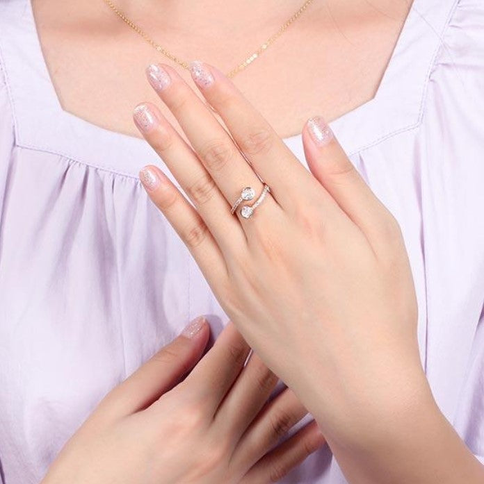 Classique Sterling Silver Double Bezel CZ Twist Ring