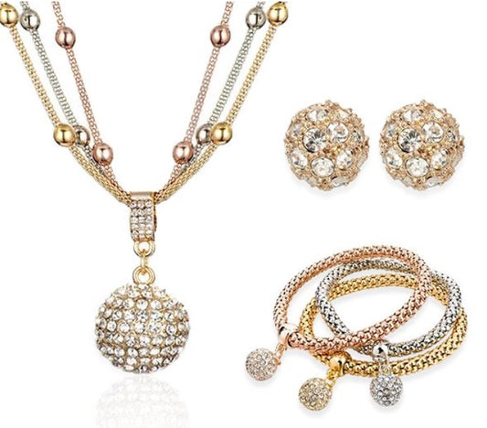 Gold Ball Pendant Necklace Gift Set Bundle