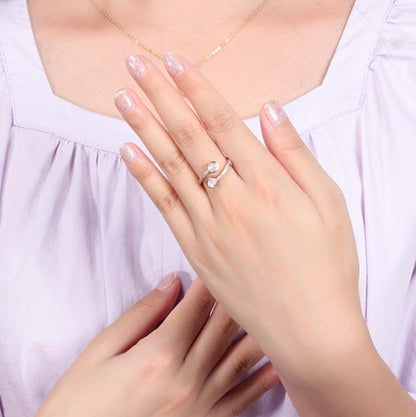 Classique Sterling Silver Double Bezel CZ Twist Ring